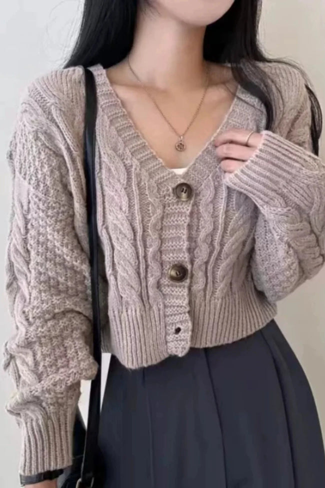 Knitted Open Front V Neck Slim Cardigan Main image
