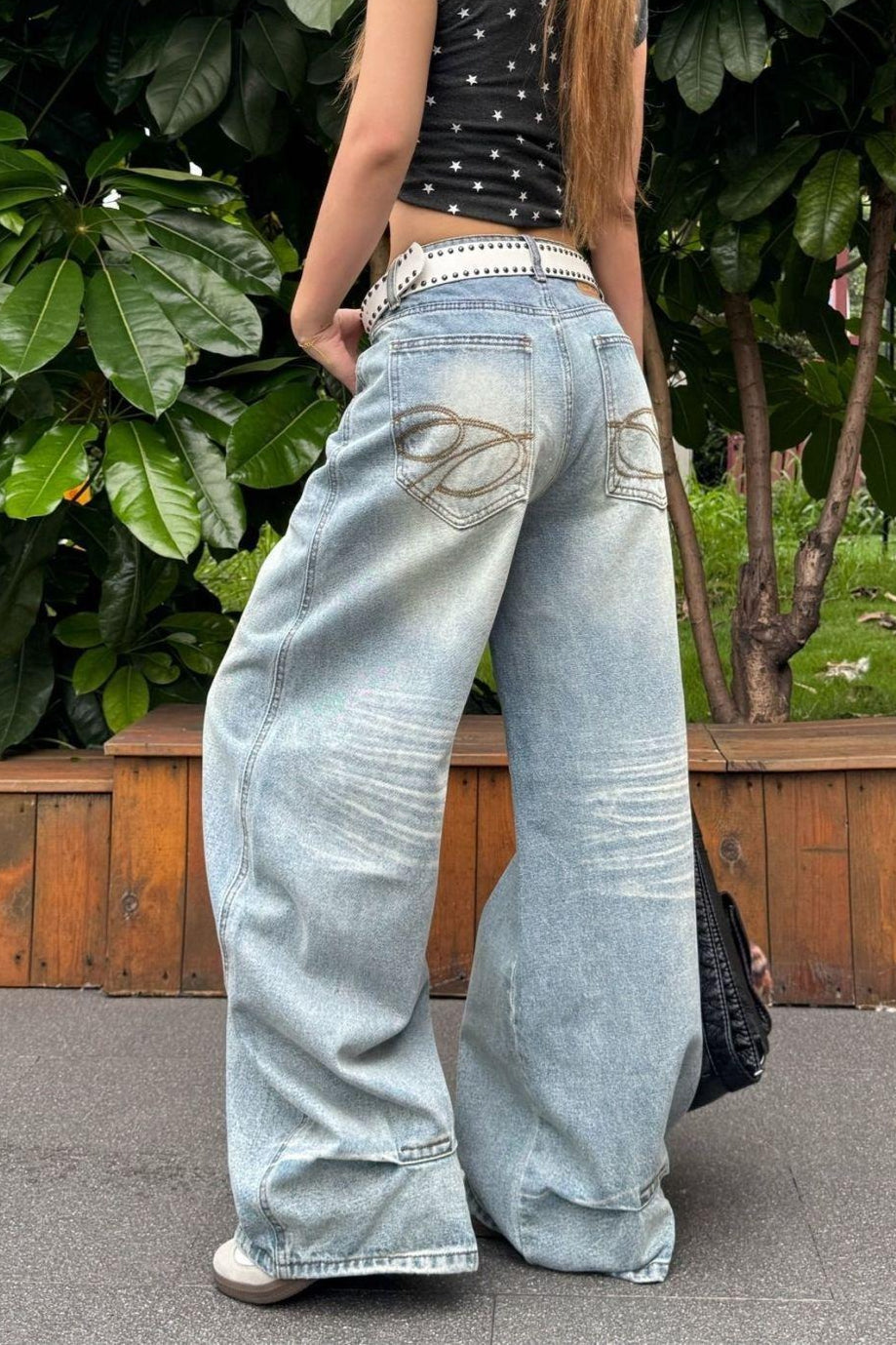 Light Blue High Waist Washed Wide Leg Jeans Main image