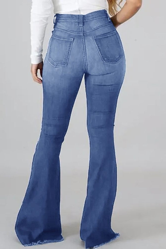 High Waist Ripped Stretch Flare Jeans Secondary image