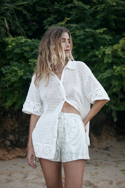 Casual Cardigan Crochet Hollow Blouse