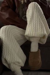 Thermal Ribbed Cuff Tapered Knit Pants