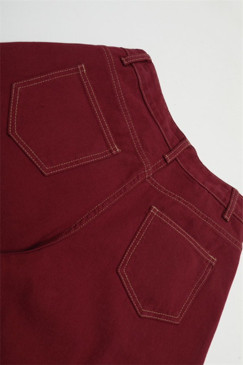 Contrast Stitch Wide Leg Cargo Pants