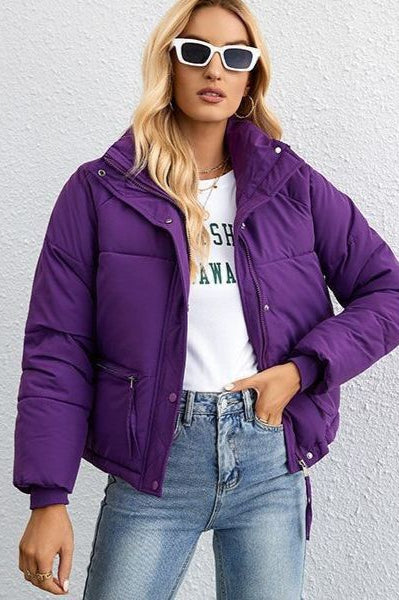 Short Stand Collar Puffer Coat coats