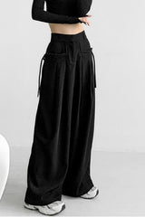 Casual High Waist Fluid Wide Leg Pants