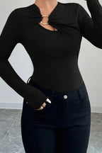 Asymmetrical Cut Out Bodycon Long Sleeve Tee