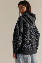 Boho Quilted Floral Patchwork Oversized Hoodie