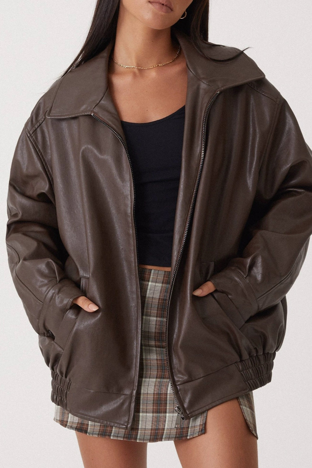 PU Leather Bomber Jacket Main image