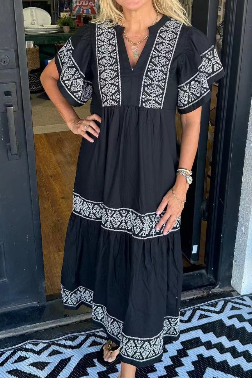 Printed Loose Fit Midi Boho Dress Main image