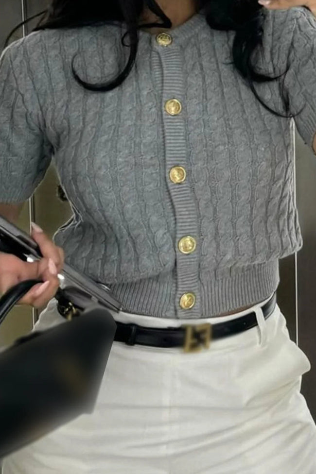 Striped Cable Knit Cardigan Main image
