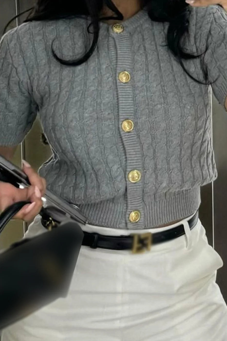 Striped Cable Knit Cardigan Main image