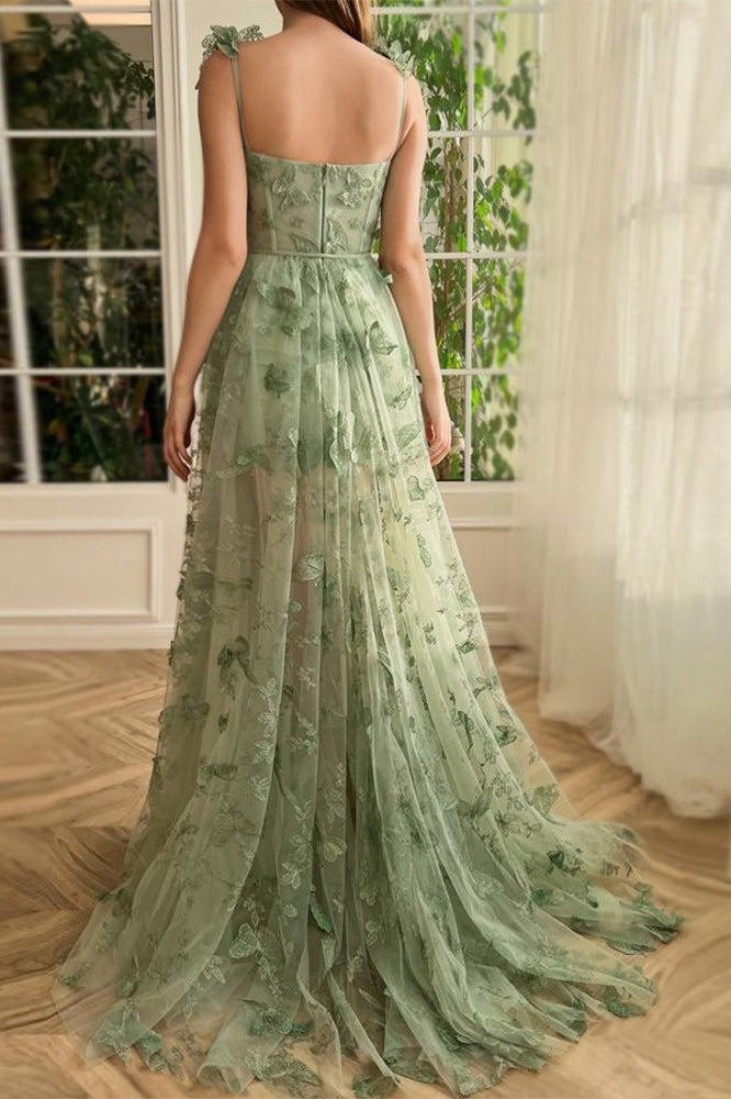 Sheer Tulle Spaghetti Strap High Slit Party Dress Secondary image