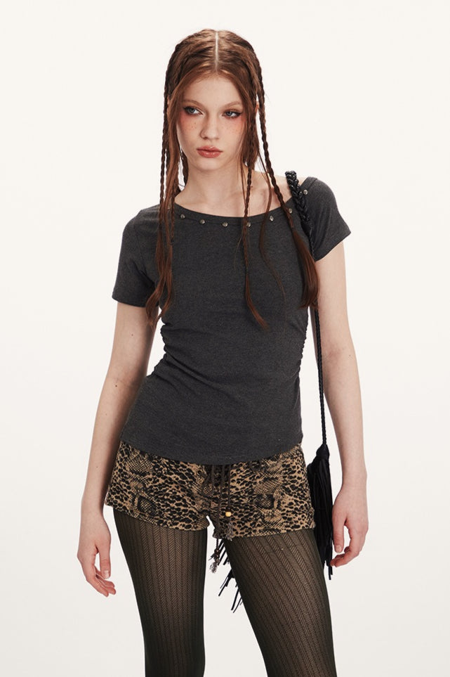 Asymmetrical Bodycon Cropped Short Sleeve Tee