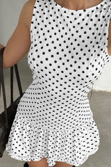 Polka Dot Lace-Trim Bodycon Mini Dress