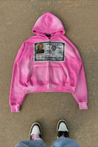 Retro Graphic Loose Fit Zip Hoodie