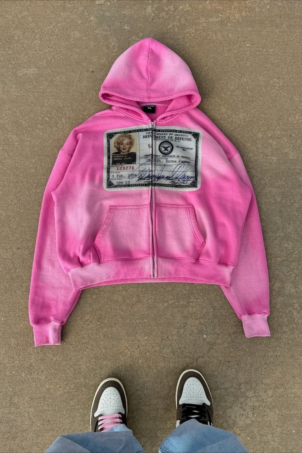 Retro Graphic Loose Fit Zip Hoodie