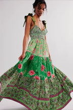 Vintage Print Cami Maxi Boho Dress