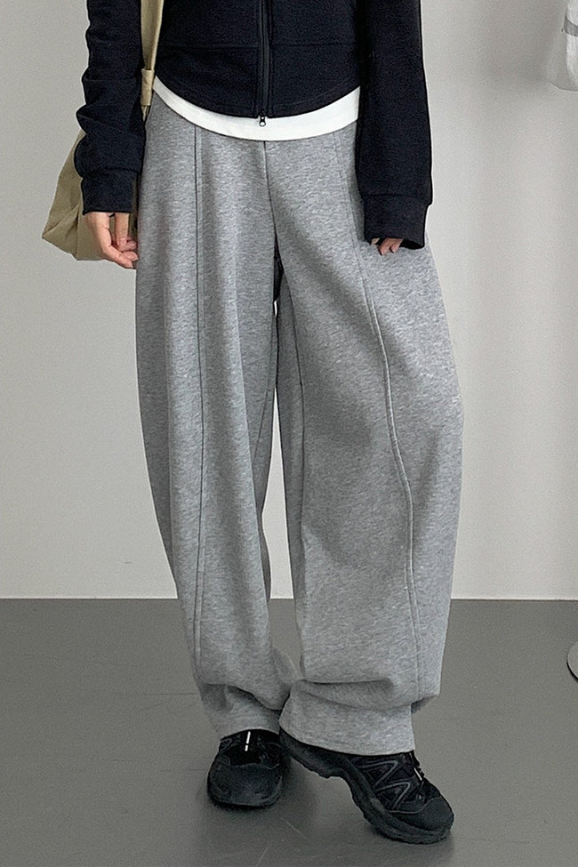 Relaxed Fit Curved Hem Thermal Knit Pants Main image