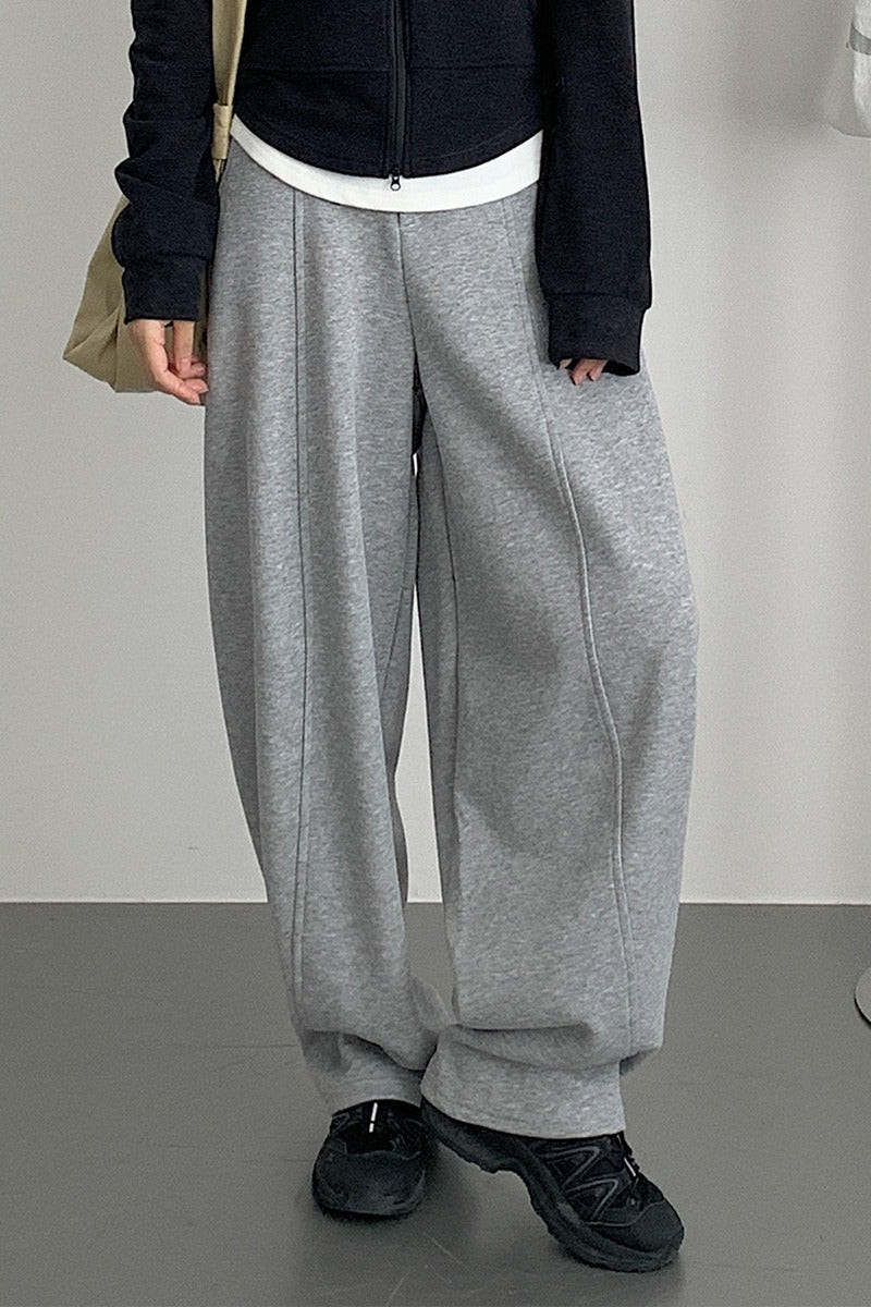 Relaxed Fit Curved Hem Thermal Knit Pants Main image