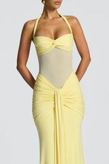 Mesh Panel Sash Maxi Dress