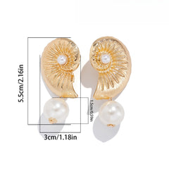 Seashell Pearl Mix Textured Stud Earrings