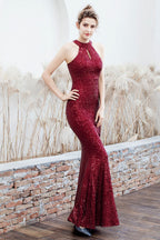 Plunging Neck Mermaid Formal Dress