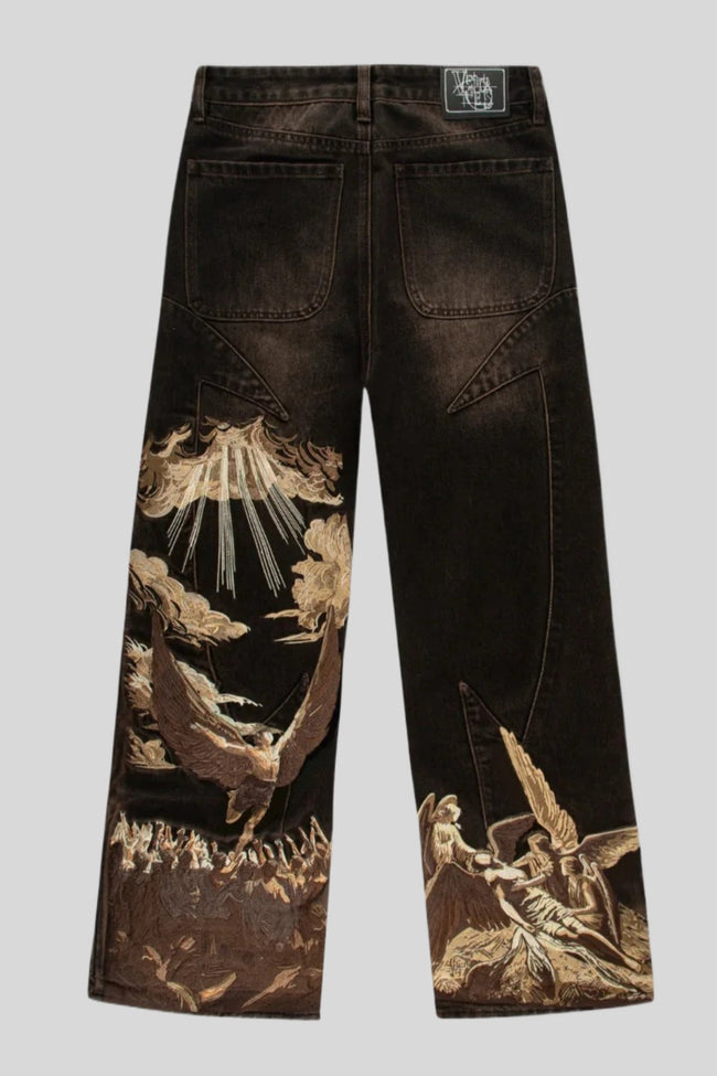 Eagle Angel Embroidered Wide Leg Jeans Main image