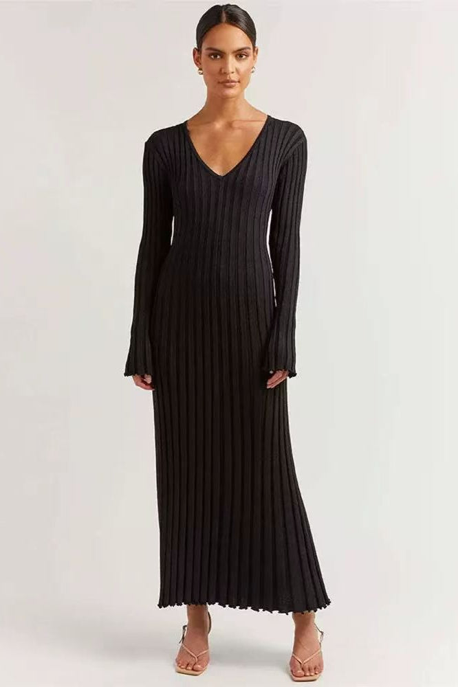 Flare Sleeve V-Neck Sweater Dress Secondary image