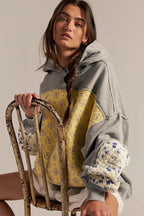 Boho Quilted Floral Patchwork Oversized Hoodie