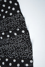 Black Polka Dot Contrast Patchwork Fitted Maxi Dress