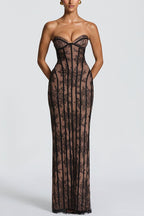 Strapless Lace Corset Column Formal Dress