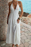 Halter Deep V Tiered Vacation Dress