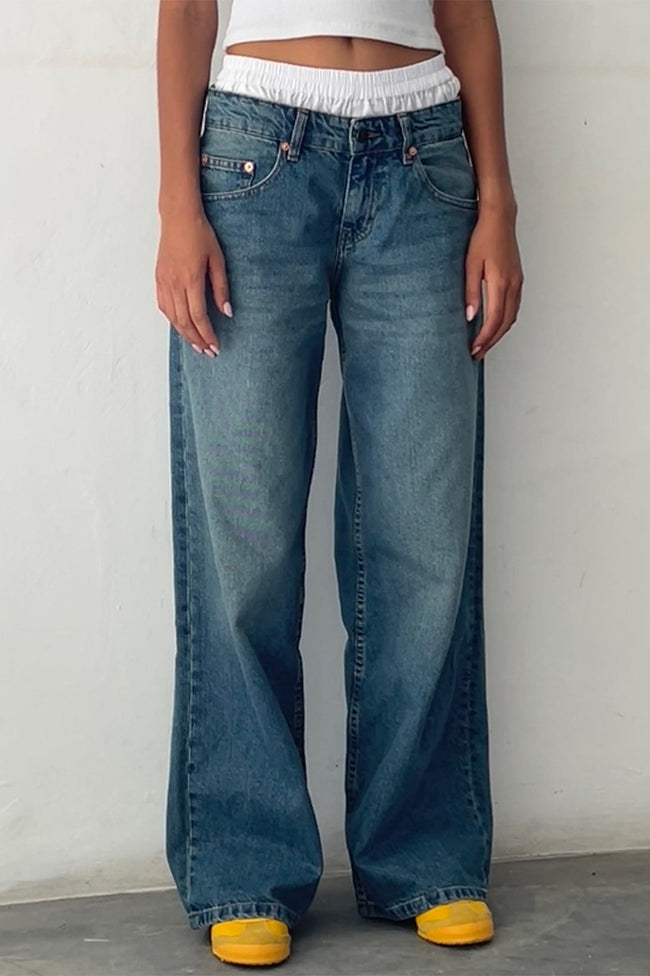 Vintage Low Rise Washed Straight Jeans Main image