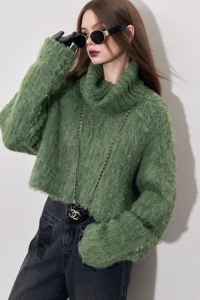 Cropped High Neck Pullover Sweater Main image