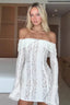 Off Shoulder Lace Bodycon Boho Dress White / S