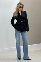 V Neck Waist Detail Blazer