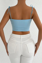 Sexy Tie Ruched Spaghetti Strap Crop Top