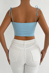 Sexy Tie Ruched Spaghetti Strap Crop Top
