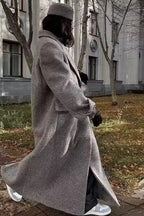 Button Detail Wool Blend Overcoat