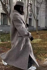 Button Detail Wool Blend Overcoat