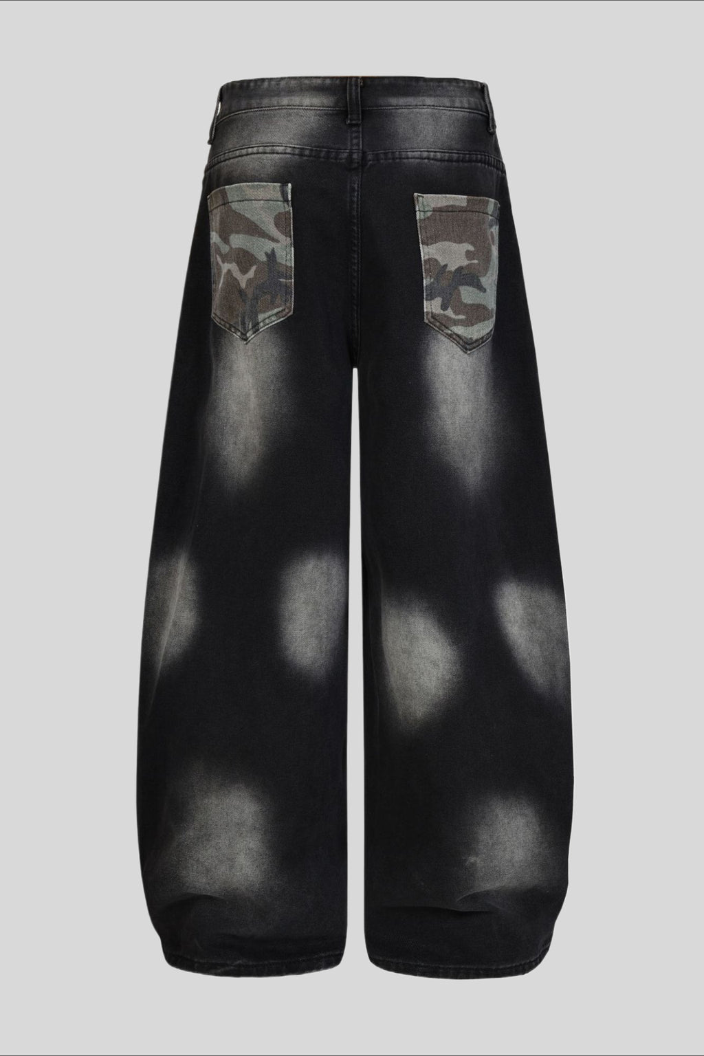 Camo Pocket Curved Wide Leg Jeans