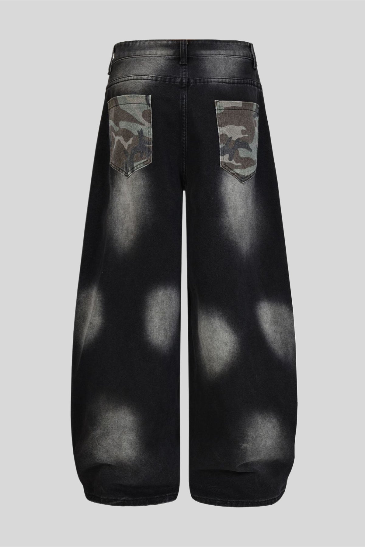 Camo Pocket Curved Wide Leg Jeans