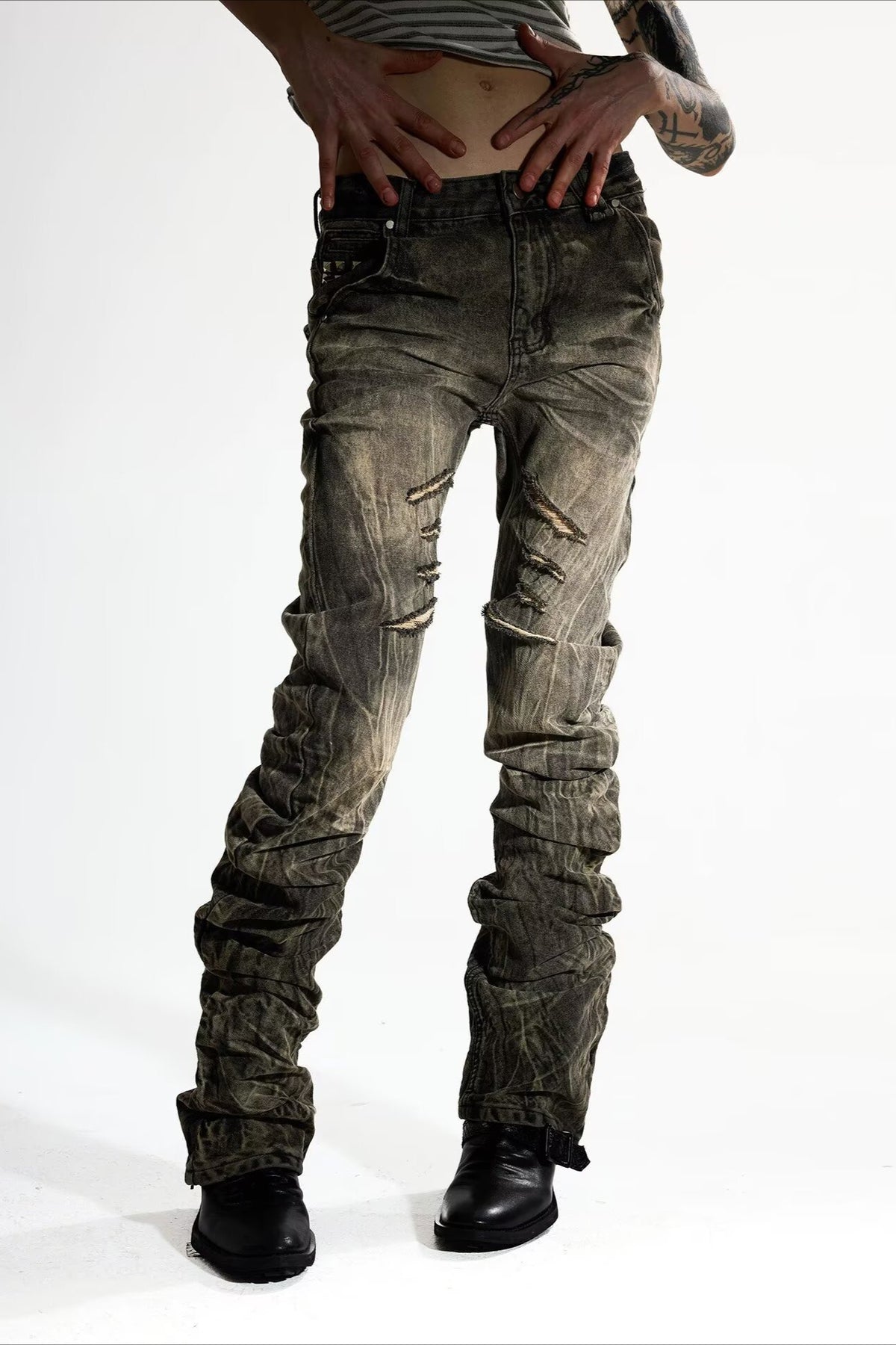 Stacked Wash Slim Flare Jeans