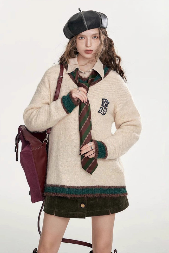 Soft Mohair V Neck Pullover Sweater Main image