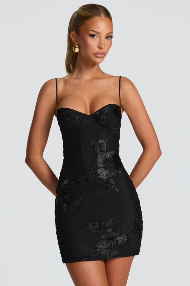 Floral Lace Corset Back Cocktail Dress