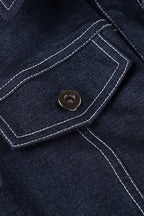 Denim Contrast Stitch Pocket Blouse
