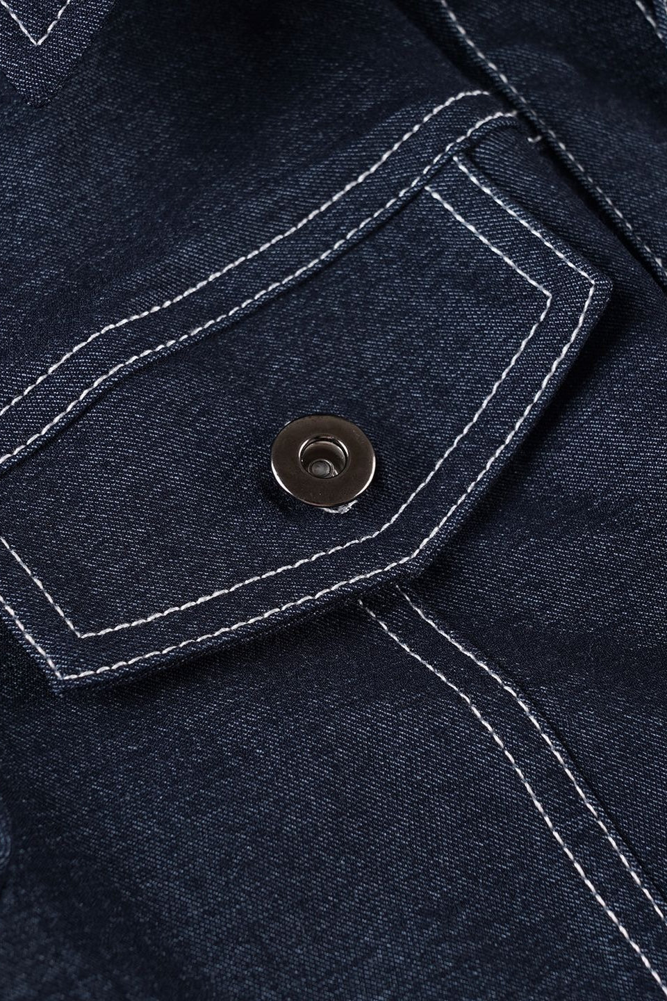 Denim Contrast Stitch Pocket Blouse