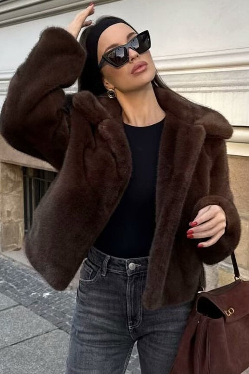 Soft Plush Long Sleeve Jacket Brown / S Main image