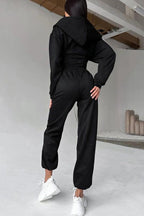 Cropped Zip Hoodie Wide Leg Pants Set