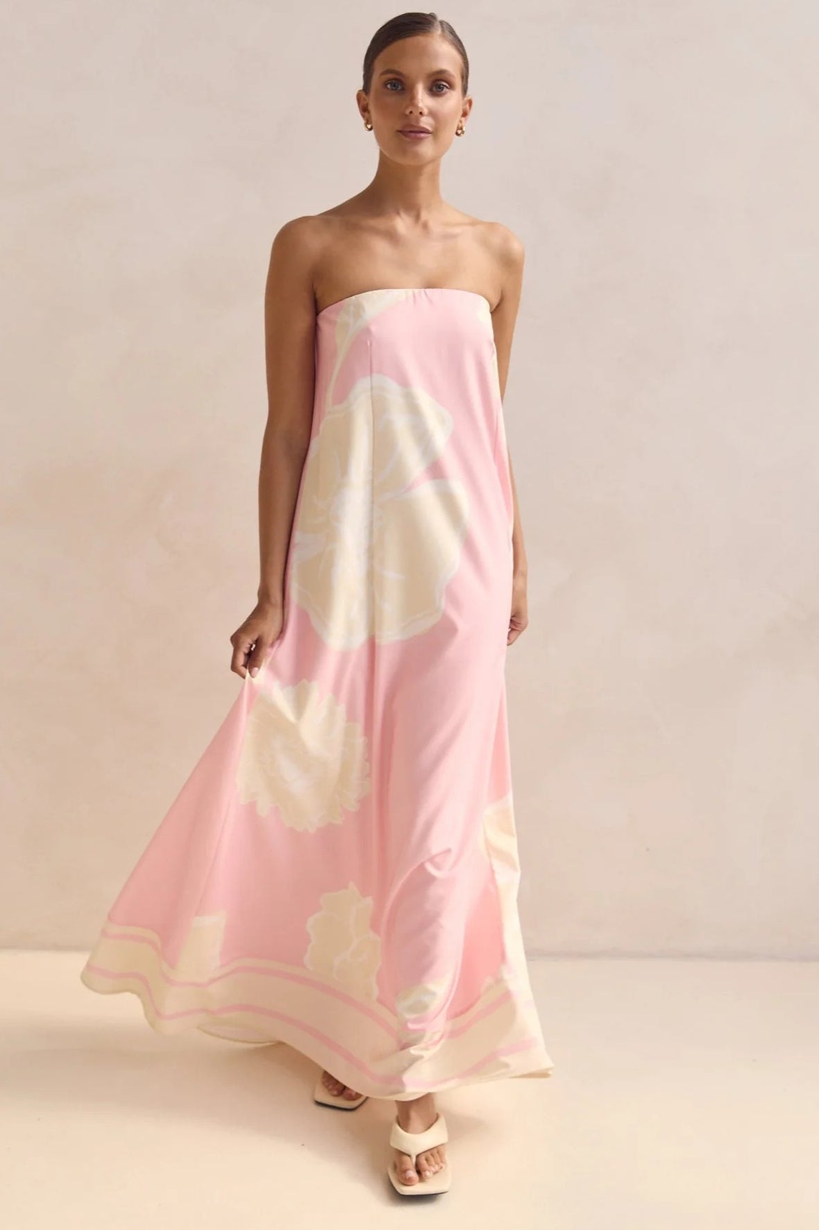Strapless Printed Off Shoulder Maxi Boho Dress
