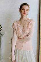 Feather Lace Detail Knit Top